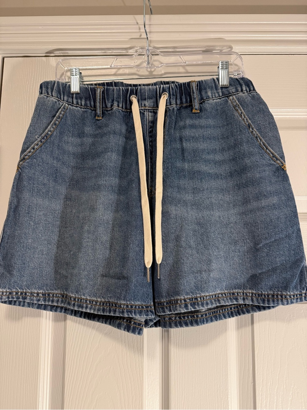 Judy Blue Denim Drawstring Shorts - Blue with Cream Tie